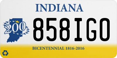 IN license plate 858IGO