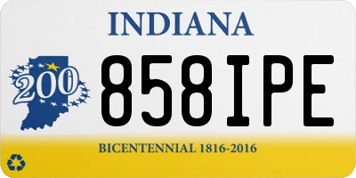 IN license plate 858IPE