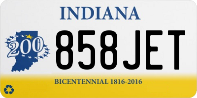 IN license plate 858JET