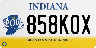 IN license plate 858KOX