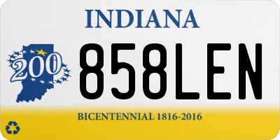 IN license plate 858LEN