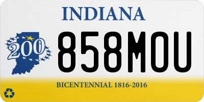 IN license plate 858MOU