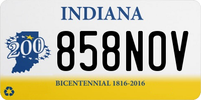 IN license plate 858NOV