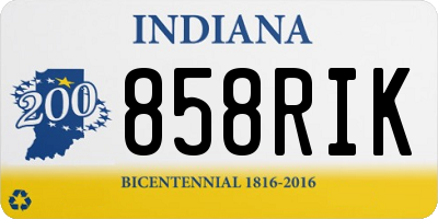 IN license plate 858RIK