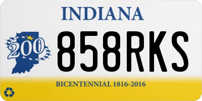 IN license plate 858RKS