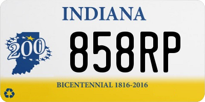 IN license plate 858RP