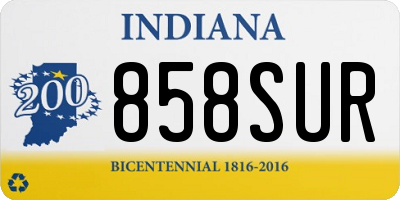 IN license plate 858SUR