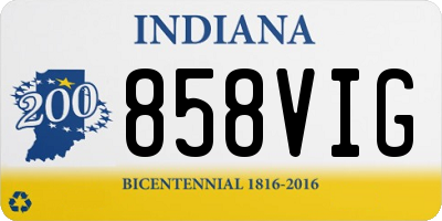 IN license plate 858VIG