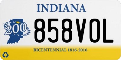 IN license plate 858VOL