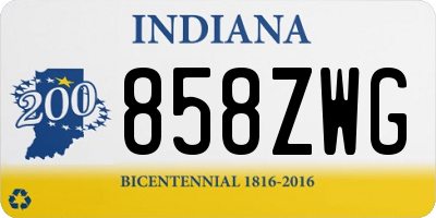 IN license plate 858ZWG