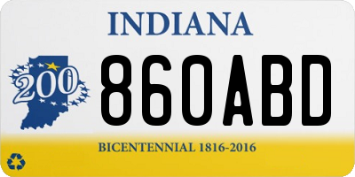 IN license plate 860ABD