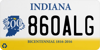 IN license plate 860ALG