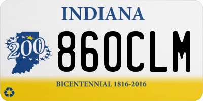 IN license plate 860CLM