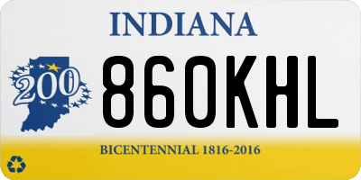 IN license plate 860KHL