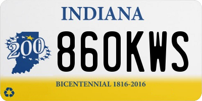 IN license plate 860KWS