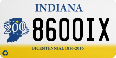 IN license plate 860OIX