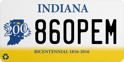 IN license plate 860PEM