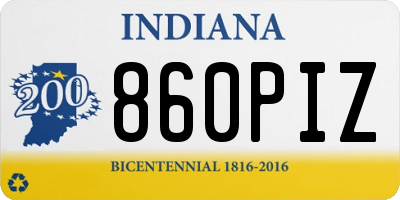 IN license plate 860PIZ