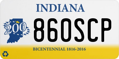 IN license plate 860SCP