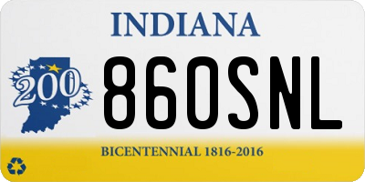 IN license plate 860SNL