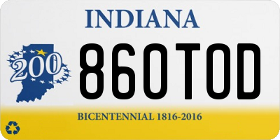 IN license plate 860TOD