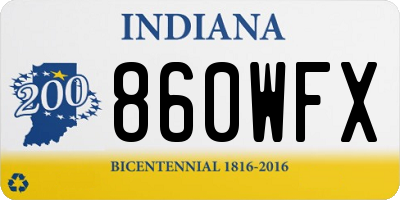 IN license plate 860WFX