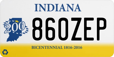 IN license plate 860ZEP