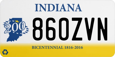 IN license plate 860ZVN