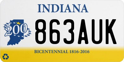 IN license plate 863AUK