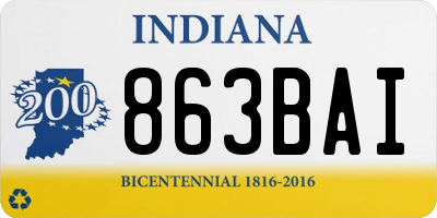 IN license plate 863BAI