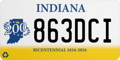 IN license plate 863DCI