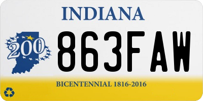 IN license plate 863FAW