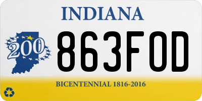 IN license plate 863FOD