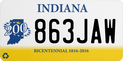 IN license plate 863JAW