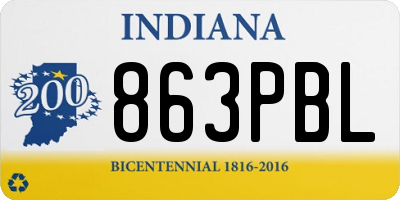 IN license plate 863PBL
