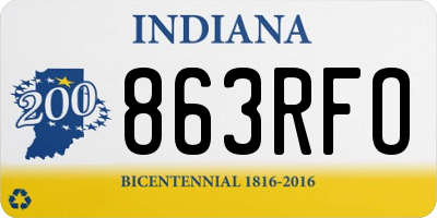 IN license plate 863RFO