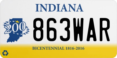 IN license plate 863WAR