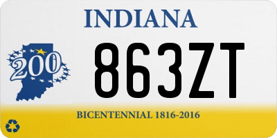 IN license plate 863ZT