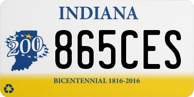 IN license plate 865CES