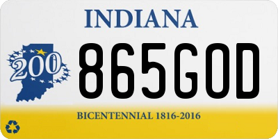 IN license plate 865GOD