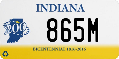 IN license plate 865M