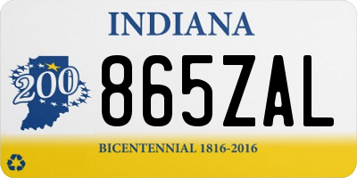 IN license plate 865ZAL
