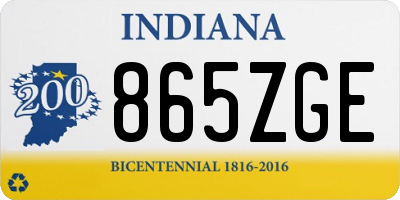 IN license plate 865ZGE