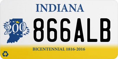 IN license plate 866ALB