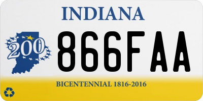 IN license plate 866FAA