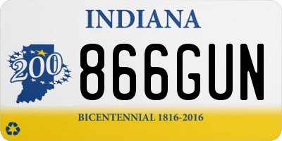 IN license plate 866GUN
