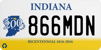 IN license plate 866MDN