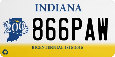 IN license plate 866PAW