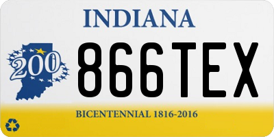 IN license plate 866TEX
