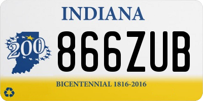 IN license plate 866ZUB